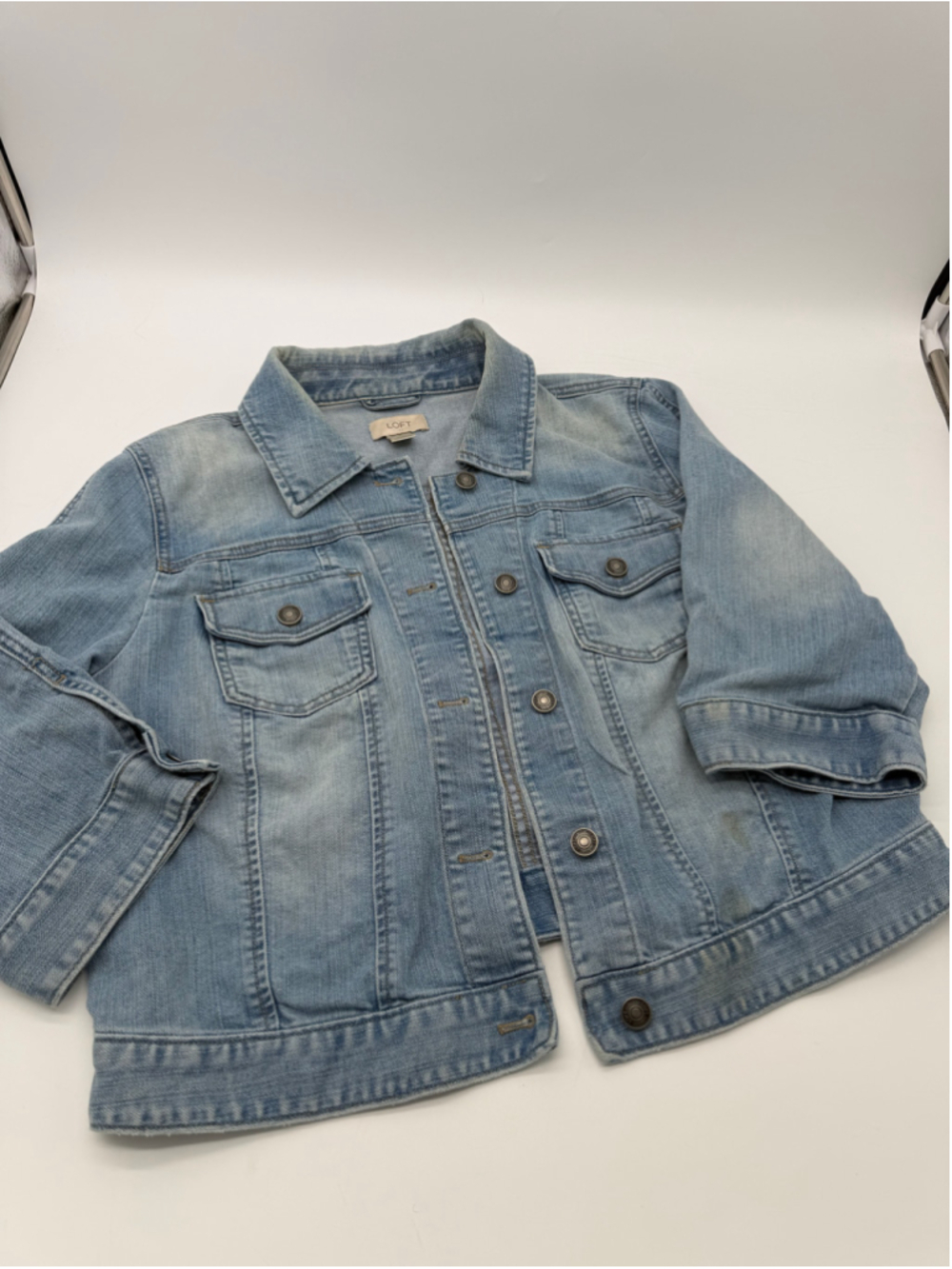 Women's LOFT Blue Denim Jean Jacket Size L